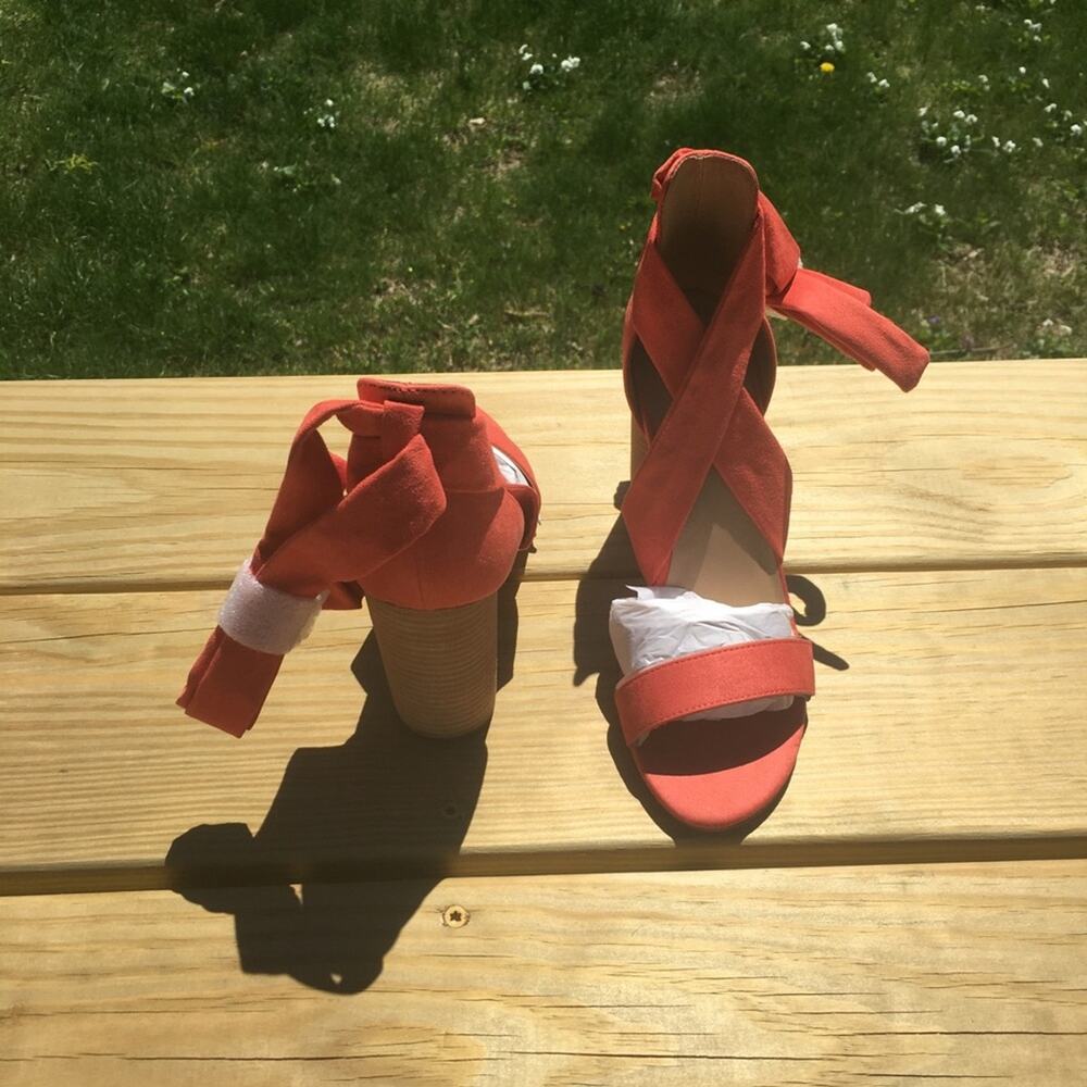 Call It Spring Defuria Ankle Wrap Sandal Orange 9 - Picture 11 of 14